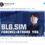 Bilibili Gaming thông báo chính thức chia tay huấn luyện viên trưởng Sim