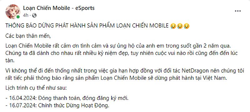 Tựa game Loạn Chiến Mobile dừng phát hành tại Việt Nam - -1225847009