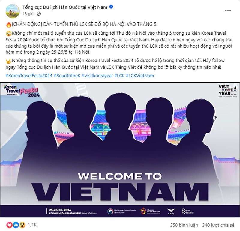 Tuyển thủ LCK sẽ đến Việt Nam: Thông tin mới nhất từ Tổng cục Du lịch Hàn Quốc - -399939728